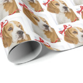 Papier Cadeau Papier d'enveloppement de Noël beagle (Coin rond)