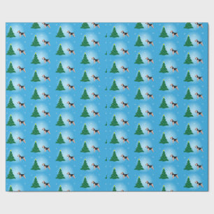 Papier Cadeau Papier d'enveloppement de Noël bleu Terrier galloi