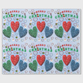 Papier Cadeau Papier d'enveloppement de Noël Coeurs Vintages (Plat)