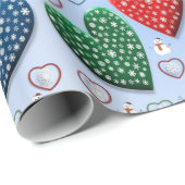 Papier Cadeau Papier d'enveloppement de Noël Coeurs Vintages (Coin rond)