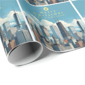 Papier Cadeau Papier d'enveloppement de Noël de Chicago (Coin rond)