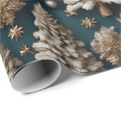 Papier Cadeau Papier d'enveloppement de Noël de luxe doré (Coin rond)