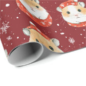 Papier Cadeau Papier d'enveloppement de Noël de mignonne hamster (Coin rond)
