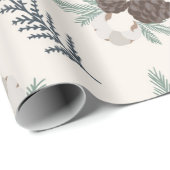 Papier Cadeau Papier d'enveloppement de Noël de Pinecone de la f (Coin rond)