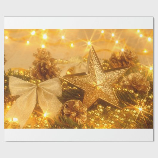 Papier Cadeau Papier d'enveloppement de Noël doré (Plat)