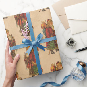 Papier Cadeau Papier d'enveloppement de Noël du Père Noël vintag
