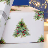 Papier Cadeau Papier d'enveloppement de Noël - Elégant Pin Aquar