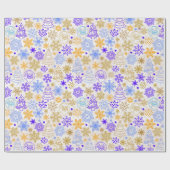 Papier Cadeau Papier d'enveloppement de Noël en néon violet et o (Plat)