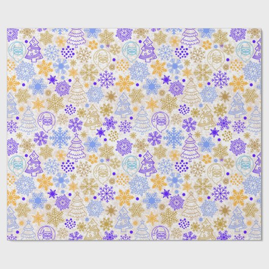 Papier Cadeau Papier d'enveloppement de Noël en néon violet et o (Plat)