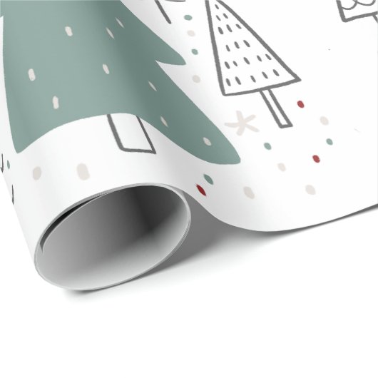 Papier Cadeau Papier d'enveloppement de Noël en noir vert (Coin rond)