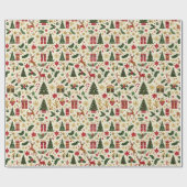 Papier Cadeau Papier d'enveloppement de Noël festif (Plat)