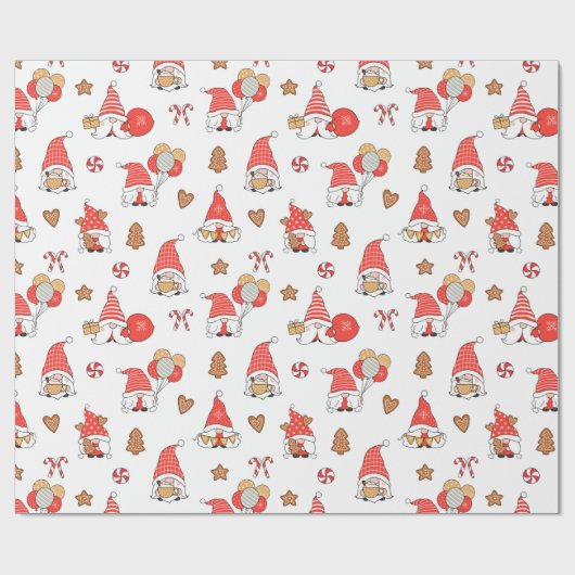 Papier Cadeau Papier d'enveloppement de Noël Gnomes (Plat)