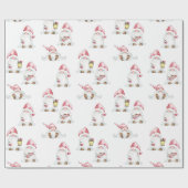 Papier Cadeau Papier d'enveloppement de Noël - Gnomes avec cadea (Plat)