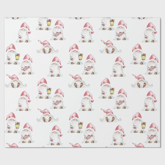 Papier Cadeau Papier d'enveloppement de Noël - Gnomes avec cadea (Plat)