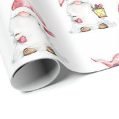 Papier Cadeau Papier d'enveloppement de Noël - Gnomes avec cadea (Coin rond)