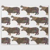 Papier Cadeau Papier d'enveloppement de Noël Hippopotame (Plat)