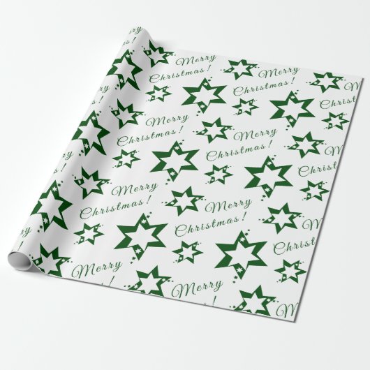 Papier Cadeau Papier d'enveloppement de Noël Joyeux Vert (Déroulé)