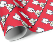 Papier Cadeau Papier d'enveloppement de Noël KiniArt Westie (Coin rond)