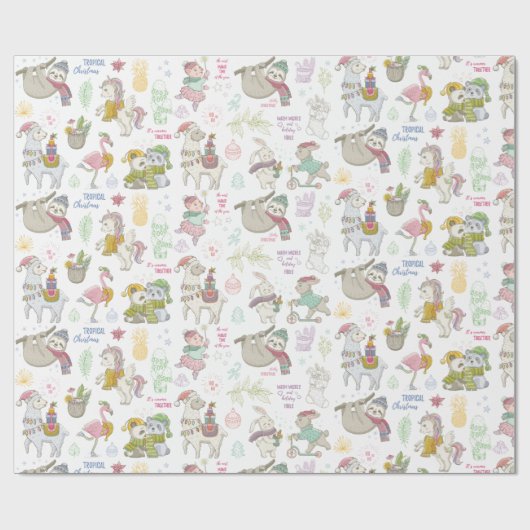 Papier Cadeau Papier d'enveloppement de Noël mignon (Plat)