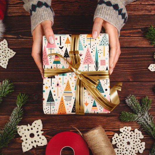 Papier Cadeau Papier d'enveloppement de Noël moderne et géométri