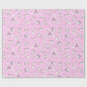 Papier Cadeau Papier d'enveloppement de Noël, Noël de bois rose (Plat)