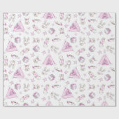 Papier Cadeau Papier d'enveloppement de Noël, Noël de bois rose (Plat)