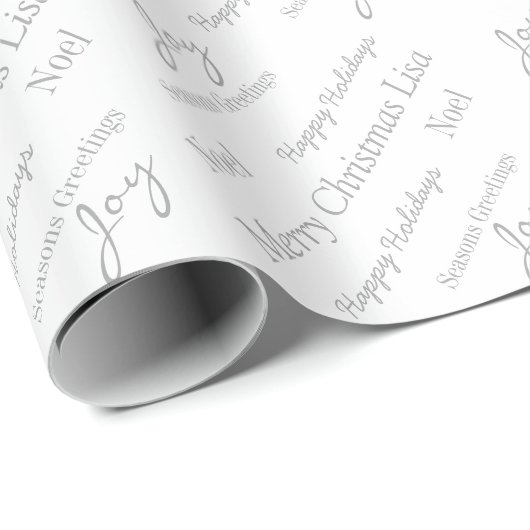 Papier Cadeau Papier d'enveloppement de Noël Nom personnalisé (Coin rond)