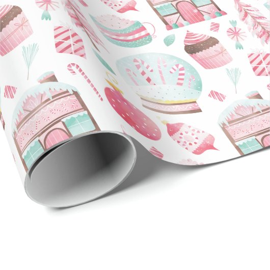 Papier Cadeau Papier d'enveloppement de Noël Peppermenthe (Coin rond)