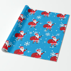 Papier Cadeau Papier d'enveloppement de Noël Père Noël bleu et m
