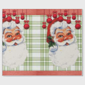 Papier Cadeau Papier d'enveloppement de Noël Père Noël Plaid ver (Plat)