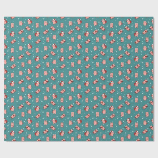 Papier Cadeau Papier d'enveloppement de Noël Piggy (Plat)