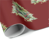 Papier Cadeau Papier d'enveloppement de Noël, Pine Tree rouge No (Coin rond)