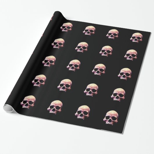 Papier Cadeau Papier d'enveloppement de Noël Pop Art Skull (Déroulé)