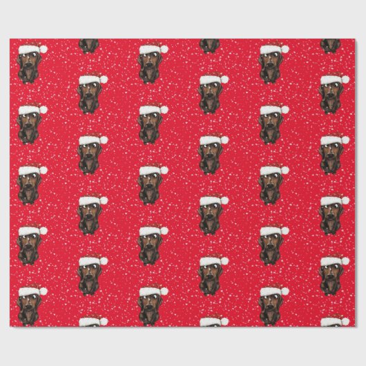 Papier Cadeau Papier d'enveloppement de Noël pour chien de sauci (Plat)