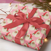 Papier Cadeau Papier d'enveloppement de Noël Retro Pink Père Noë