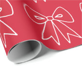Papier Cadeau Papier d'enveloppement de Noël Retro Red Bow (Coin rond)