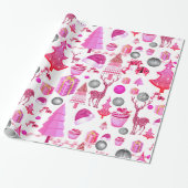 Papier Cadeau Papier d'enveloppement de Noël rose (Déroulé)