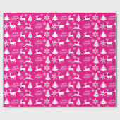 Papier Cadeau Papier d'enveloppement de Noël rose chaud (Plat)