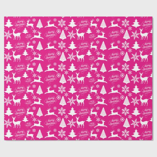 Papier Cadeau Papier d'enveloppement de Noël rose chaud (Plat)