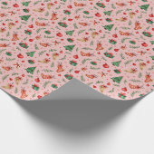 Papier Cadeau Papier d'enveloppement de Noël rose chic - Élégant (Coin)