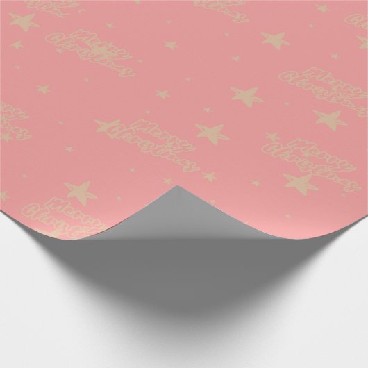 Papier Cadeau Papier d'enveloppement de Noël rose et beige (Coin)