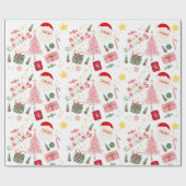 Papier Cadeau Papier d'enveloppement de Noël rose et rouge (Plat)