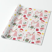 Papier Cadeau Papier d'enveloppement de Noël rose et rouge (Déroulé)