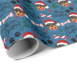 Papier Cadeau Papier d'enveloppement de Noël Rottweiler<br><div class="desc">Papier d'enveloppement de Noël Rottweiler. La couleur du papier est bleue. Disponible en plusieurs couleurs,  tailles et deux finitions. www.hotpocketgraphics.com</div>