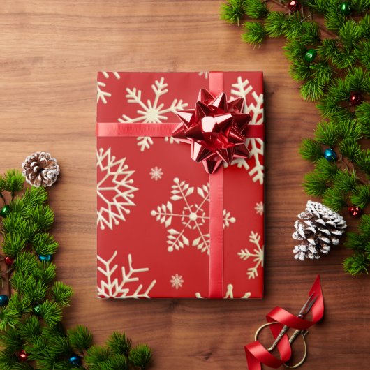 Papier Cadeau Papier d'enveloppement de Noël rouge et doré (Cadeau de vacances)