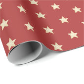Papier Cadeau Papier d'enveloppement de Noël rouge et étoiles (Coin rond)