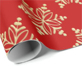 Papier Cadeau Papier d'enveloppement de Noël rouge et or (Coin rond)