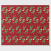 Papier Cadeau Papier d'enveloppement de Noël T-Rex Père Noël (Plat)