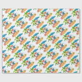 Papier Cadeau Papier d'enveloppement de Noël Tropical Père Noël (Plat)