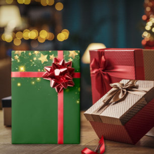 Papier Cadeau Papier d'enveloppement de Noël vert brillant